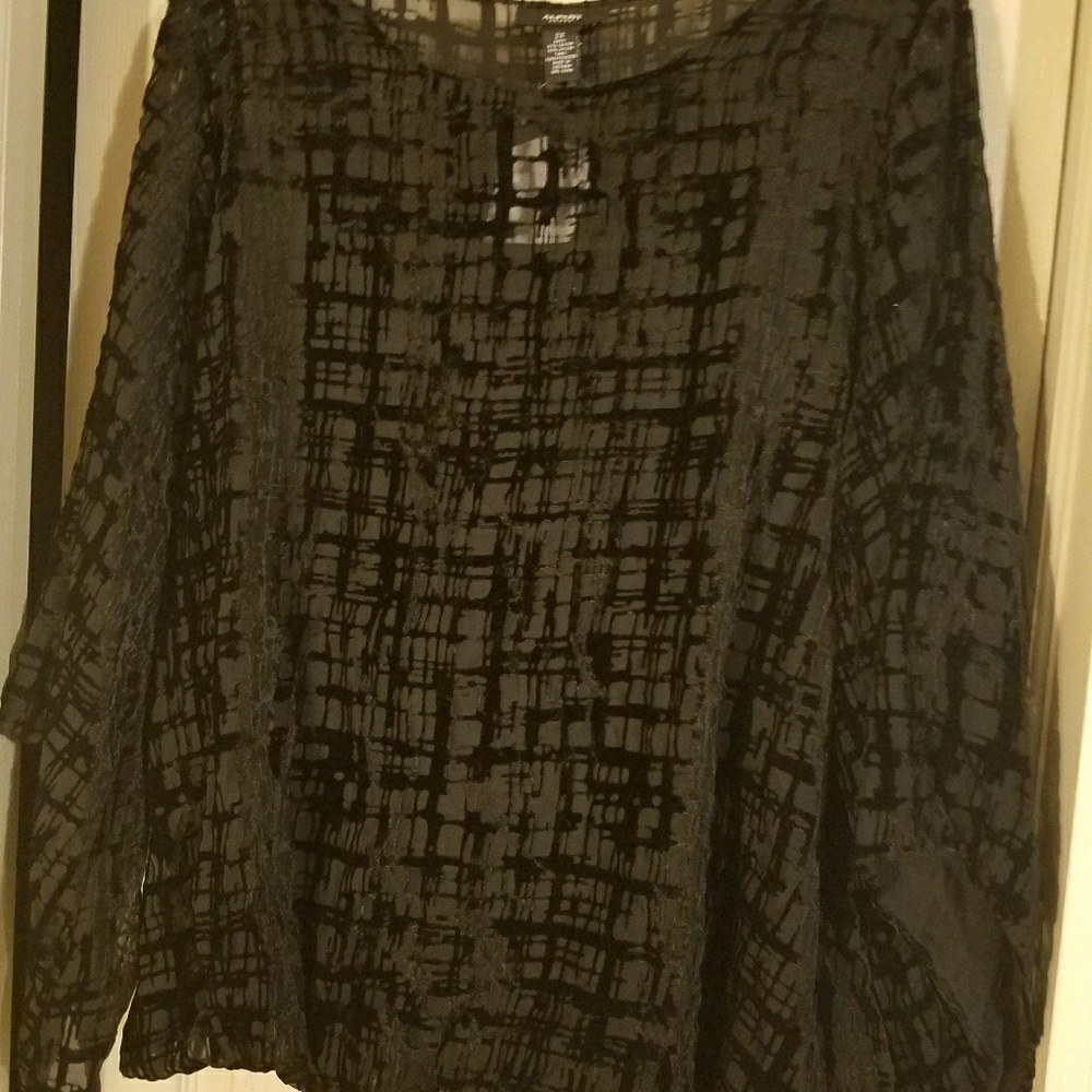 Tops Blk Sheer/Velvet